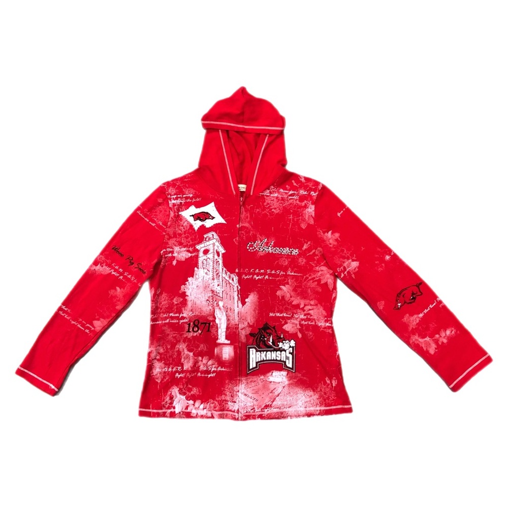 Vtg Y2K Arkansas Razorbacks Ed Hardy Affliction Style Studio Gem Hoodie